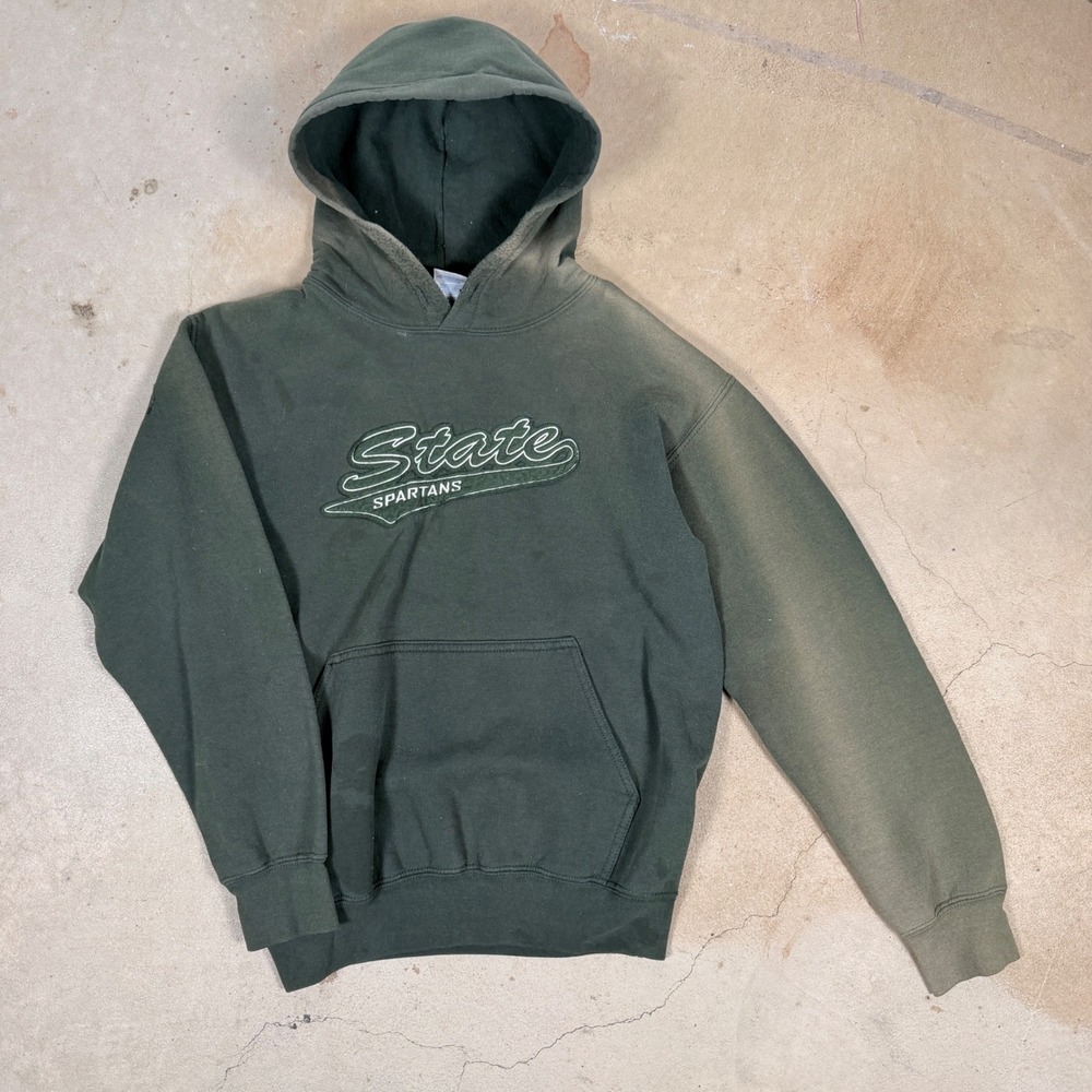 Gildan Ultra Blend Michigan State Spartans Green Hoodie Sweatshirt Mens S - Picture 3 of 6